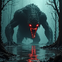 Pixel art: a mud-born monster in the depths of the swamp