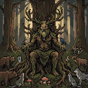Pixel art: Tapio, king of the forest in the dark woods